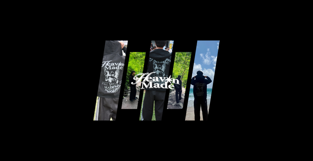 Five banners with 'Heaven Made' branding against a black background